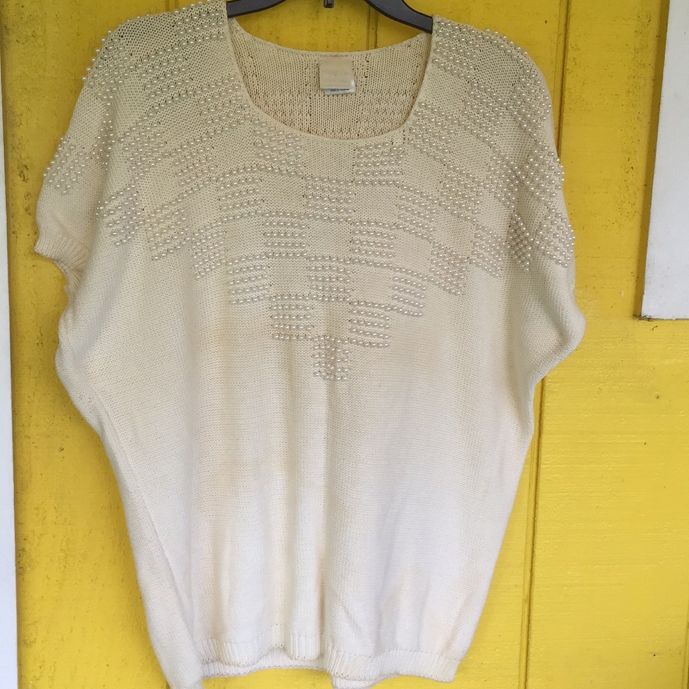 Italian Pearled checkered design knit top #70